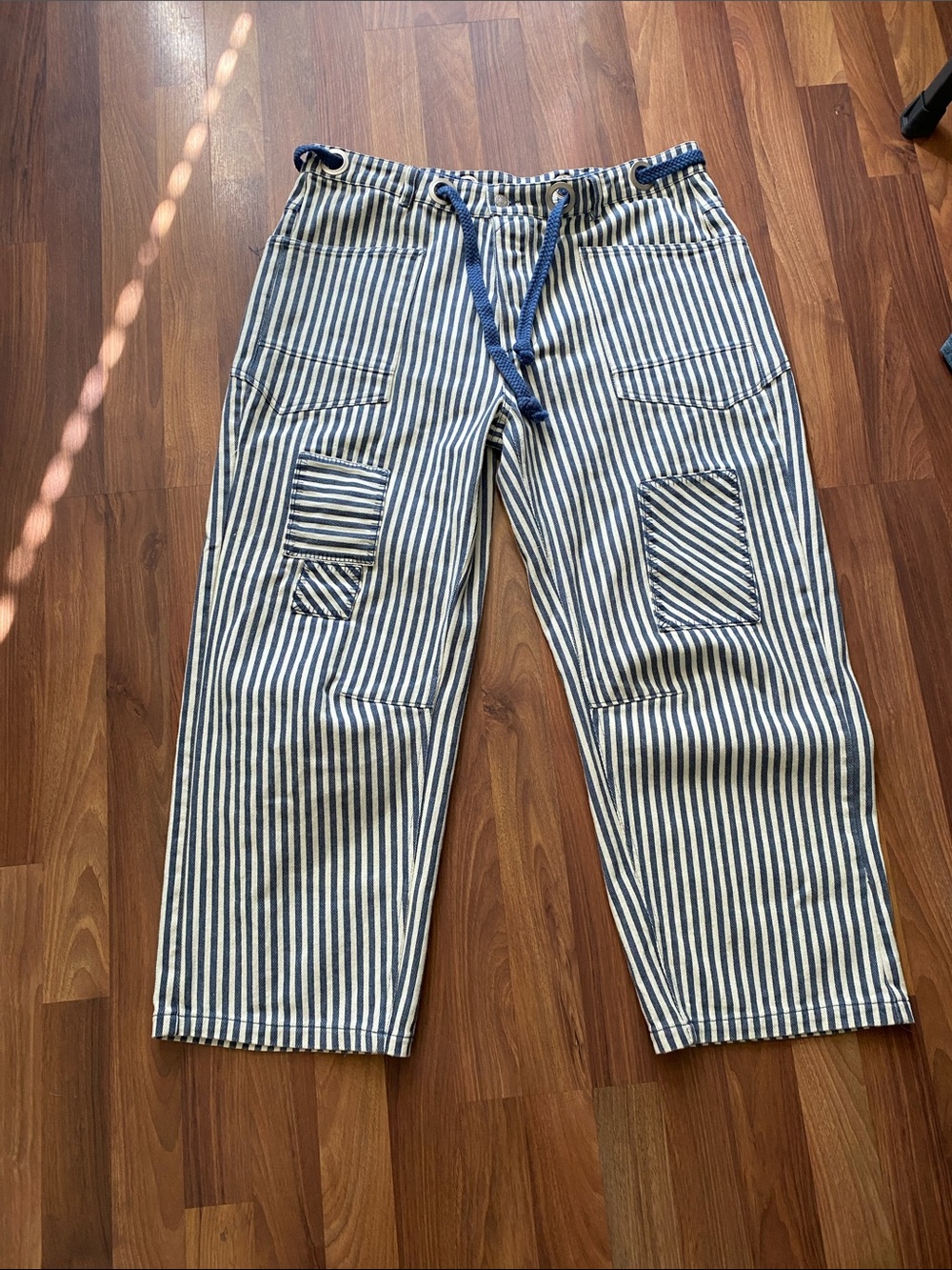 BiBi Navy and White Striped womens Cargo Pants